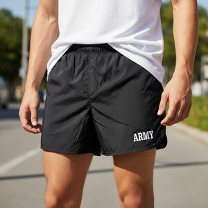 Army Shorts Adult Size Fully Lined Black Gym Workout Training Running Mens XL